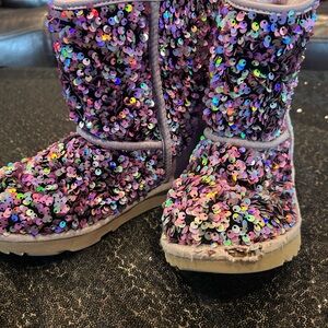 Sequin Boots with Multicolor Shine